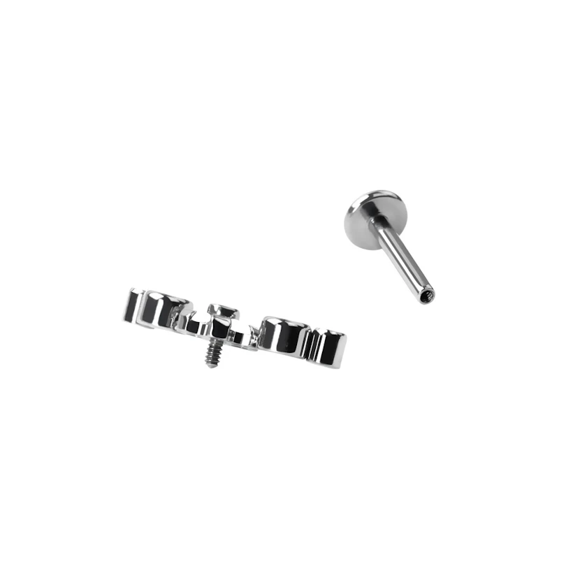 Titan-Labret mit Blume in der Mitte und CZ-Steinen