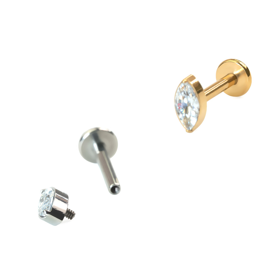 Titan-Labret mit Stein im Marquiseschliff