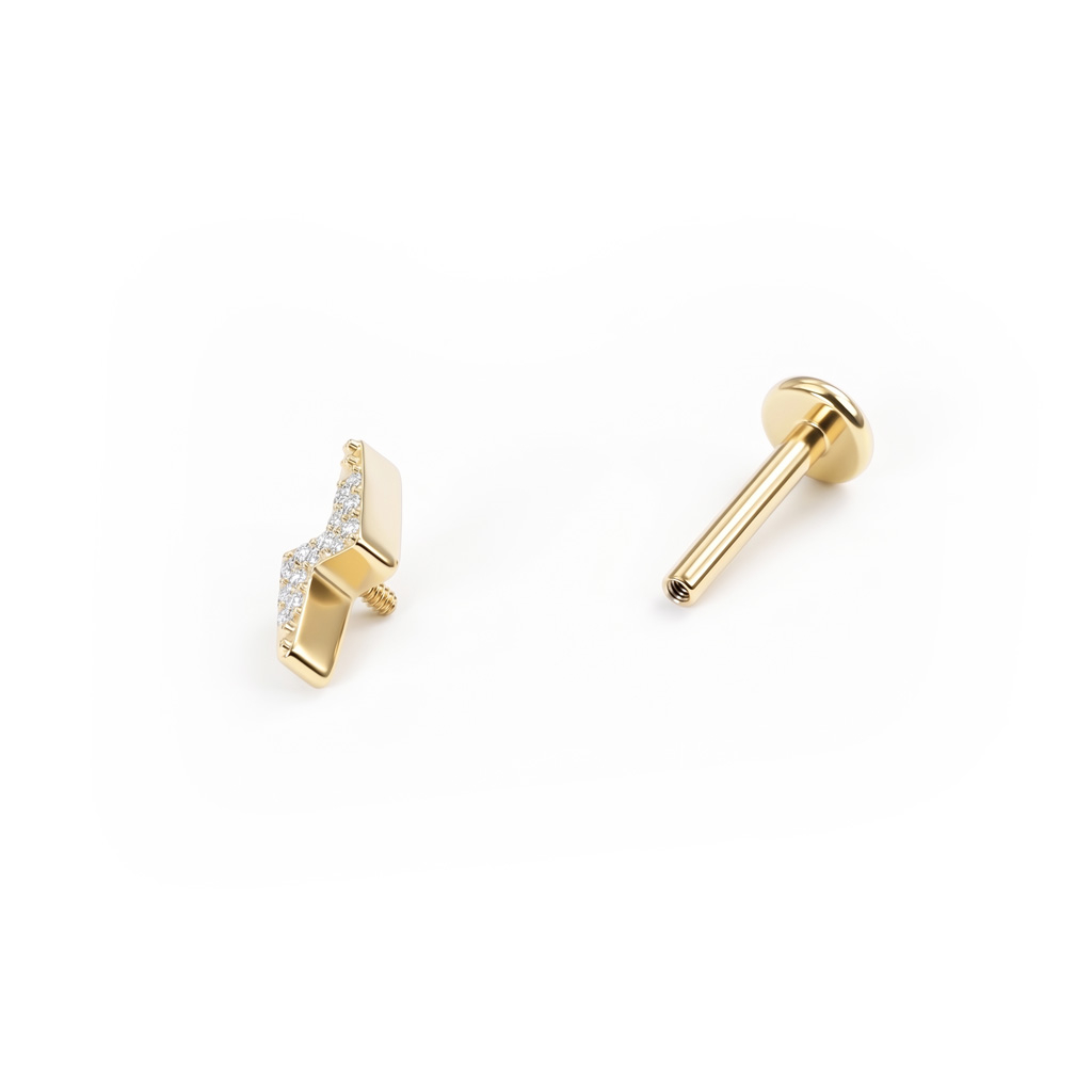 Blitz-Labret aus Titan mit Steinen