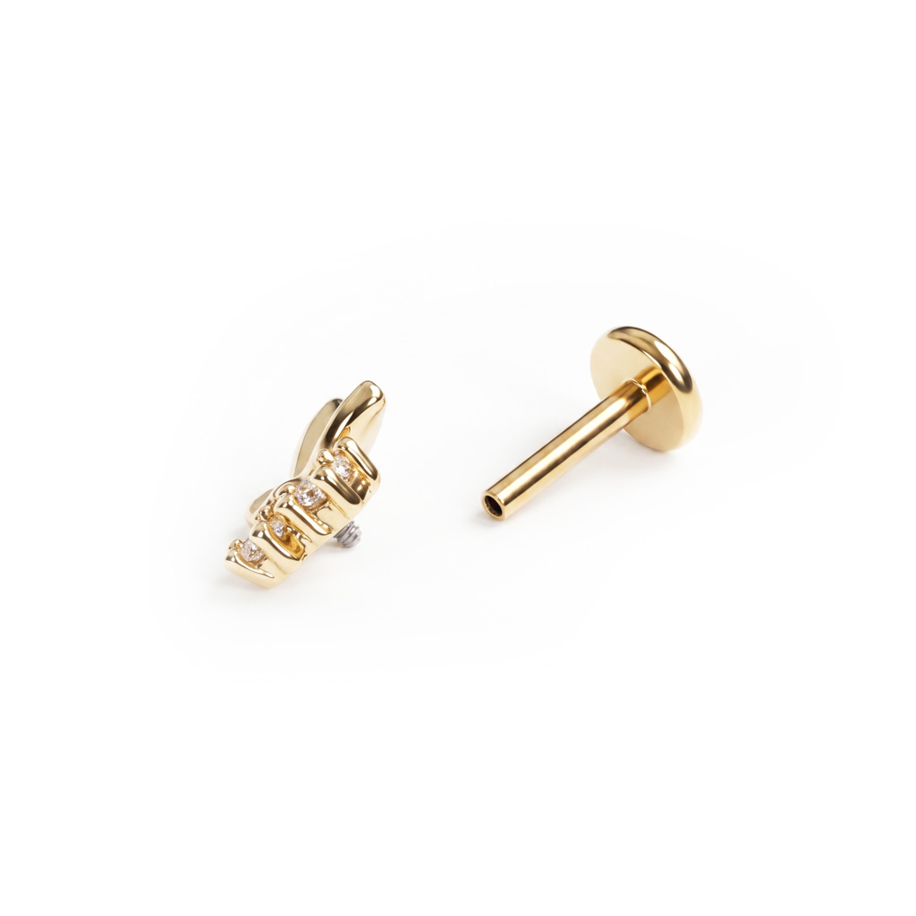 Labret mit Schmetterling und Schmucksteinen