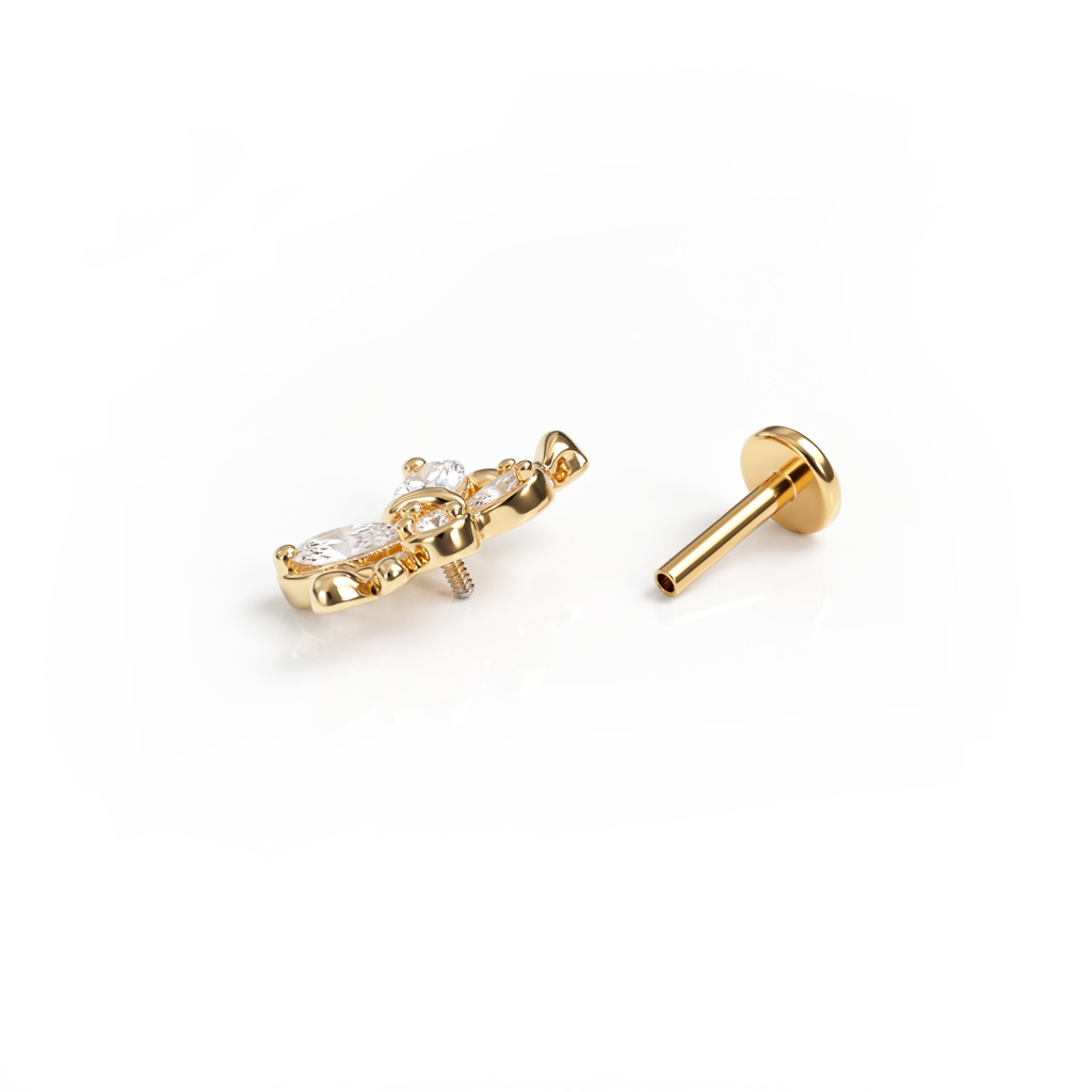 Labret mit drei Schmetterlingen