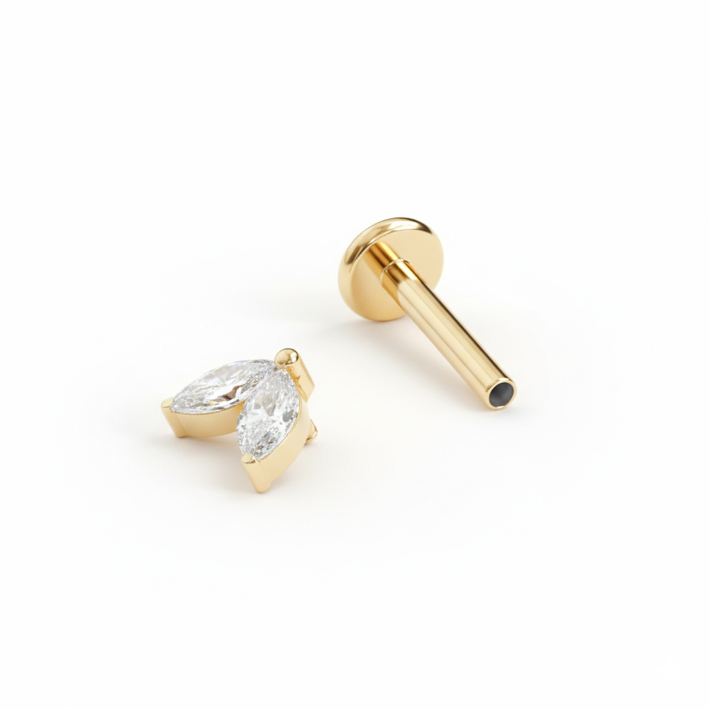 Titan-Labret mit zwei identischen Steinen