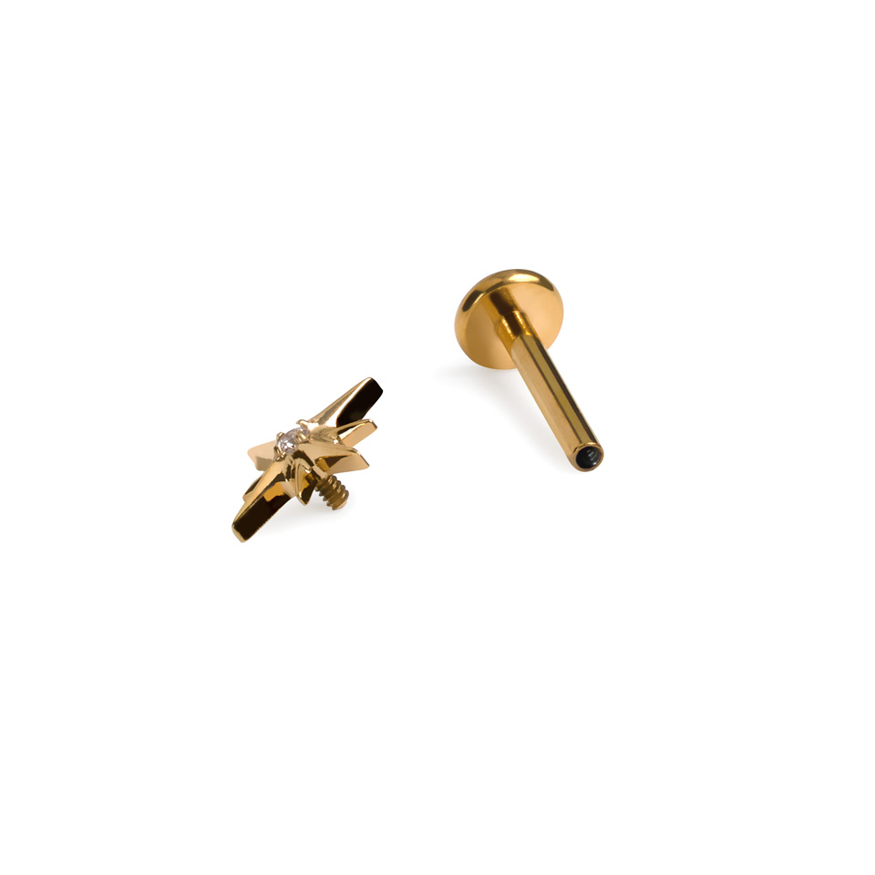 Stern Titan-Labret mit Schmuckstein in der Mitte