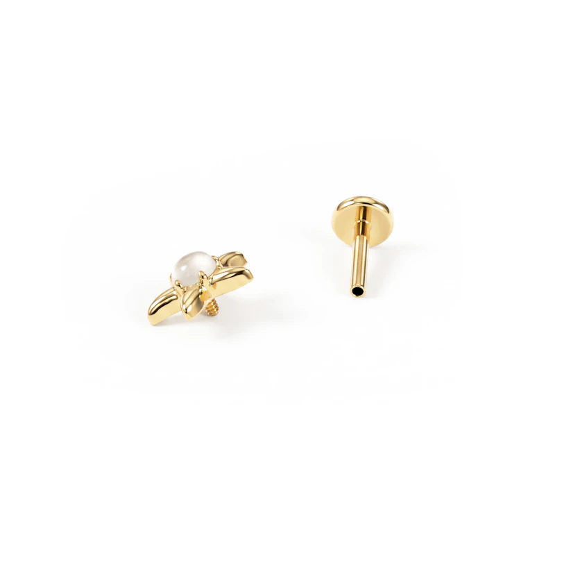 Seestern-Labret mit Mondstein aus Titan