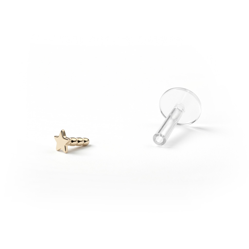 Labret aus 14 Karat Gold mit Sternspitze