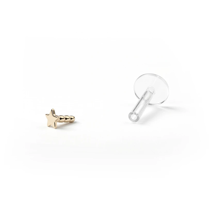 Labret aus 14 Karat Gold mit Sternspitze