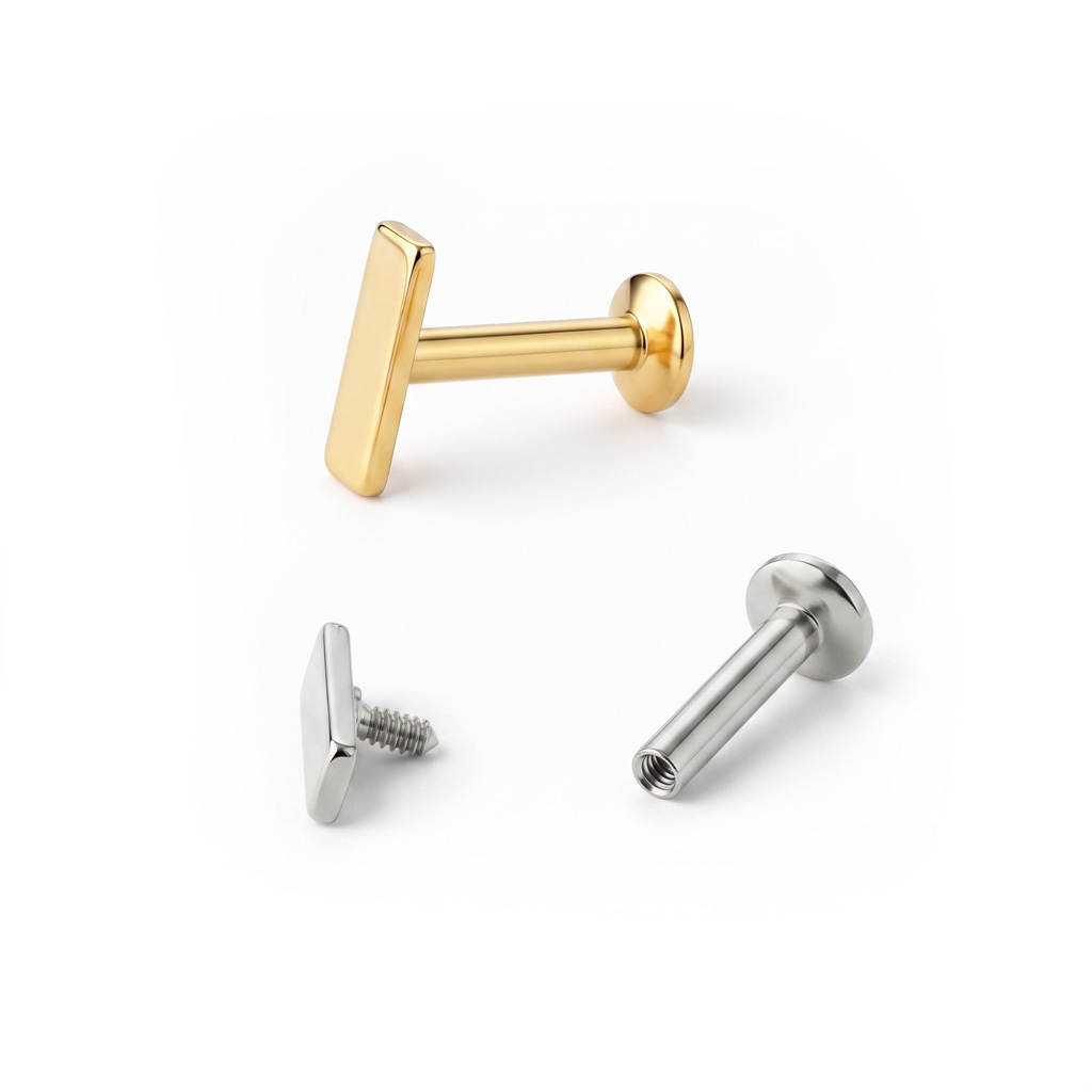 Labret mit rechteckigen Top und innenseitigen Gewinde