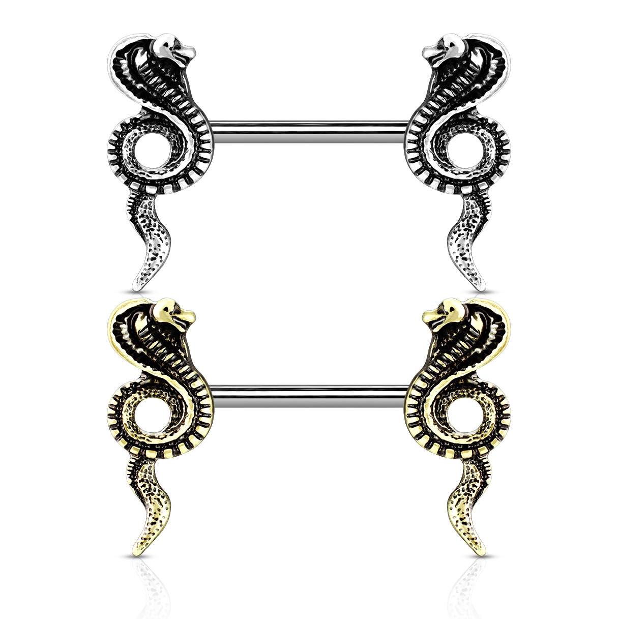 Brustwarzenpiercing mit Kobra Schlangen