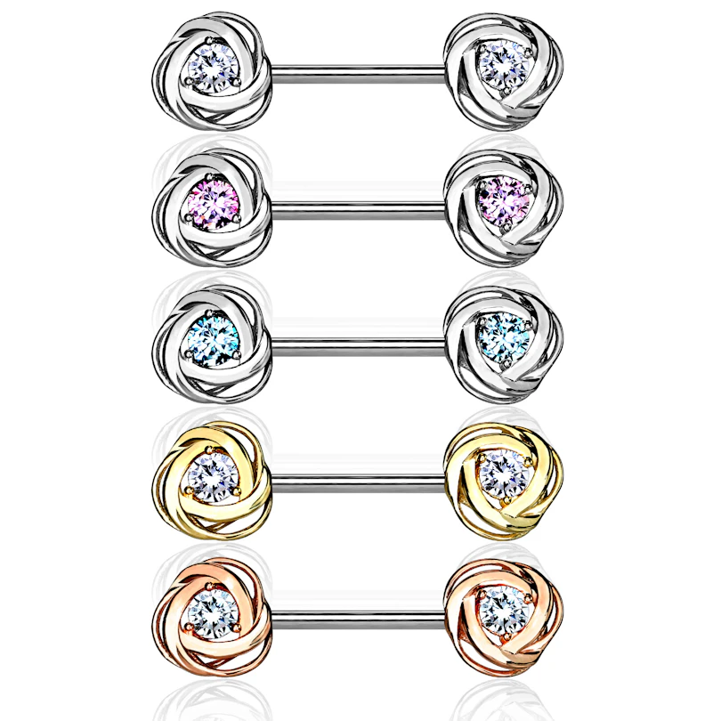 Brustwarzenpiercing mit Steinen in Rosen