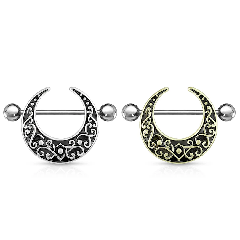 Brustwarzenpiercing mit filigranem Halbmond