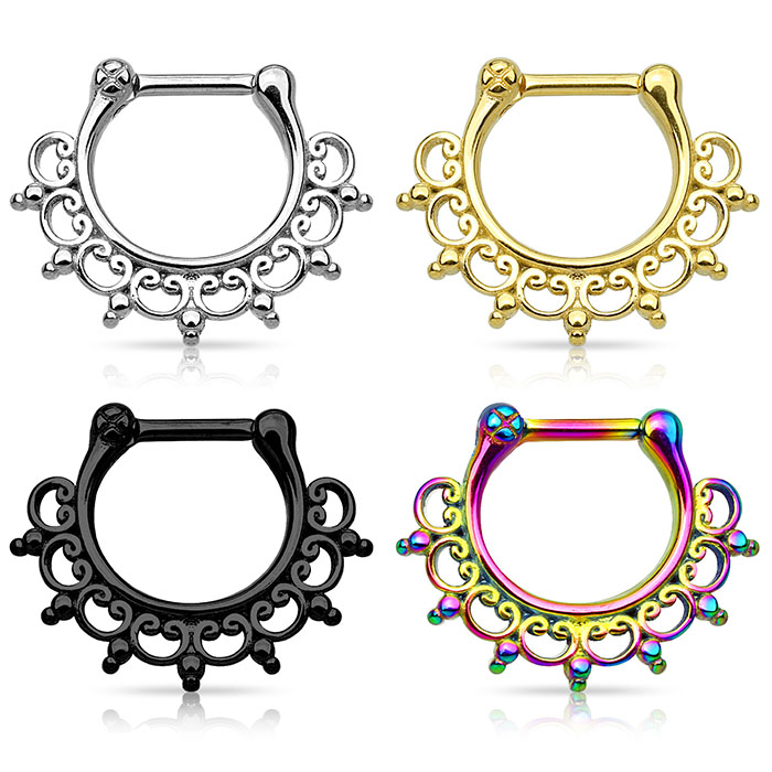 Septumpiercing aus Chirurgenstahl mit Ornamenten im Design