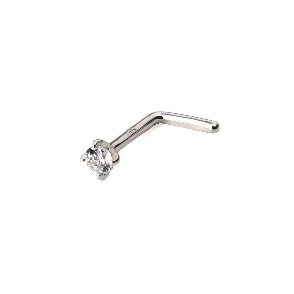 Nasenpiercing aus 14 Karat Gold mit rundem Stein