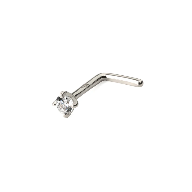 Nasenpiercing aus 14 Karat Gold mit rundem Stein
