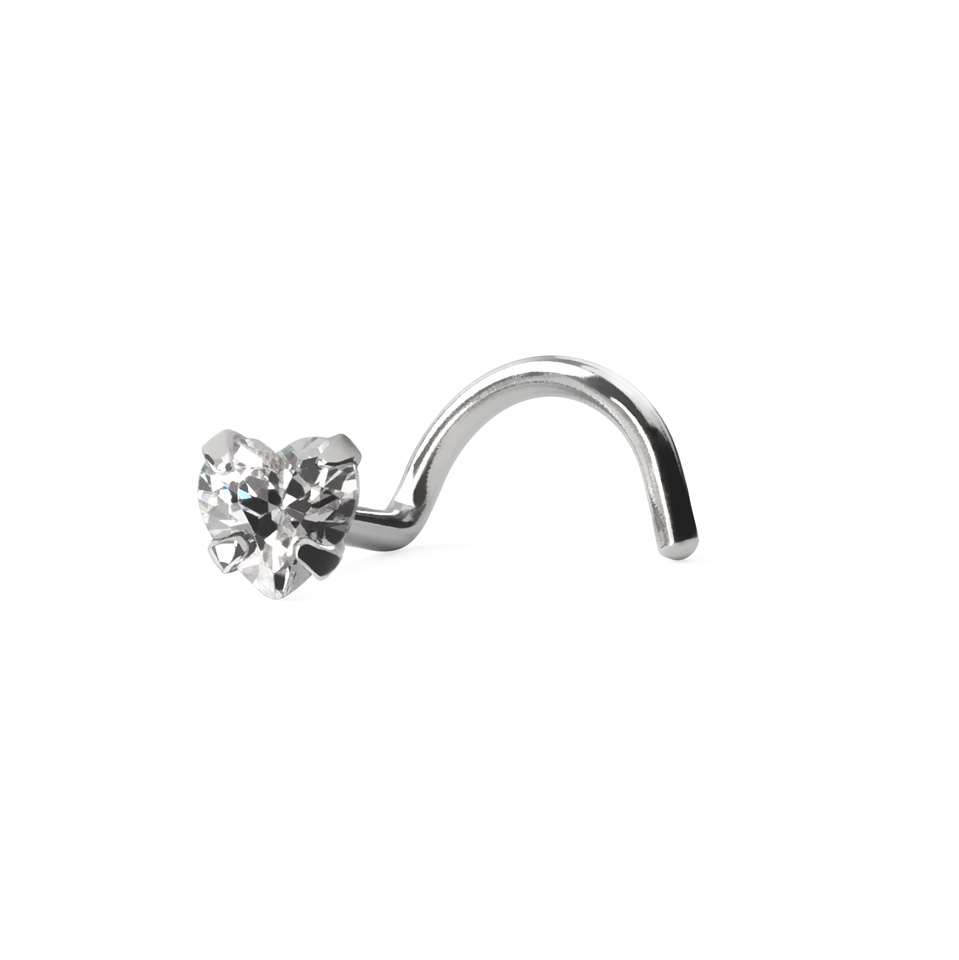 Nasenschraube aus 14 Karat Gold mit Herzstein