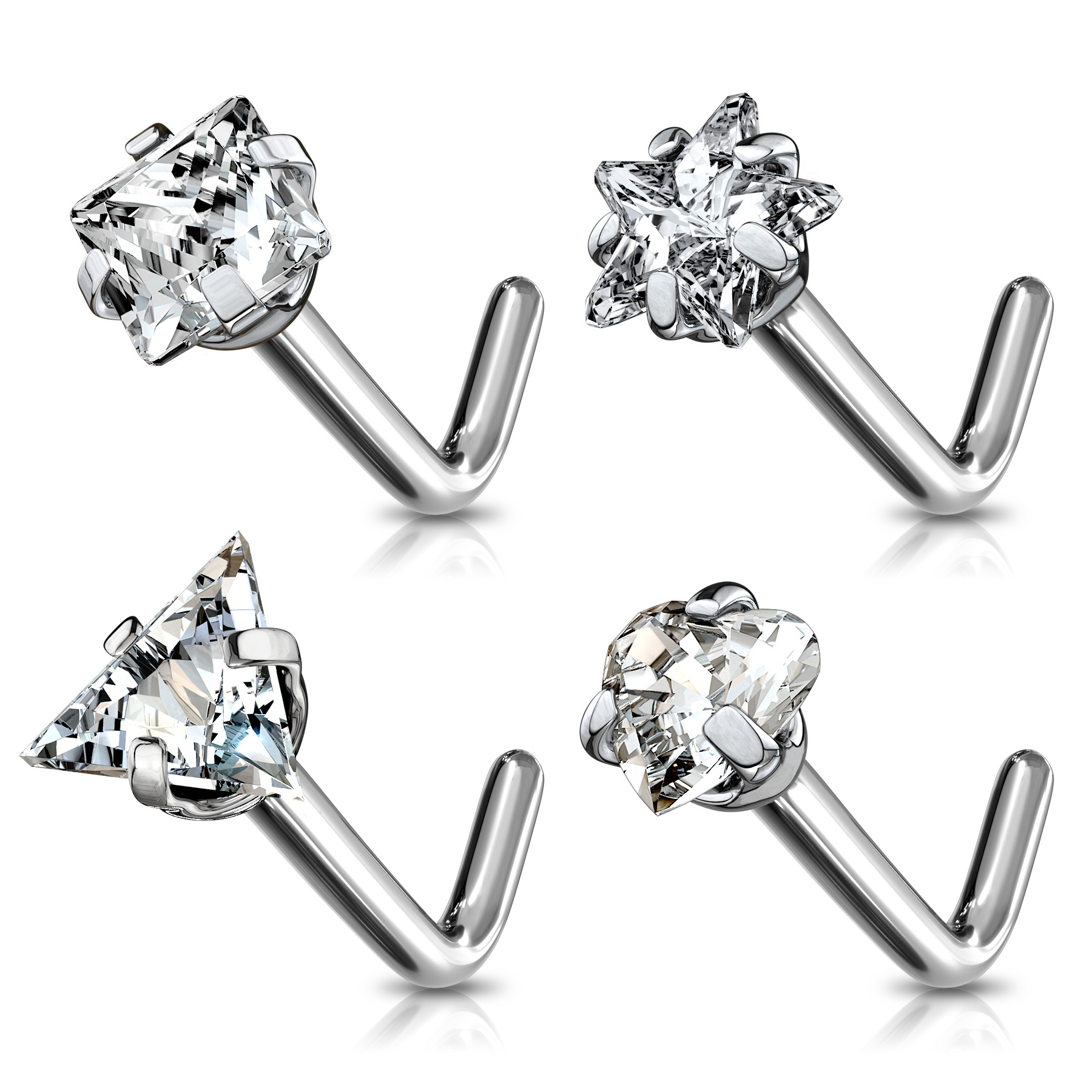 Nasenpiercing aus Titan mit verschiedenen Steindesigns