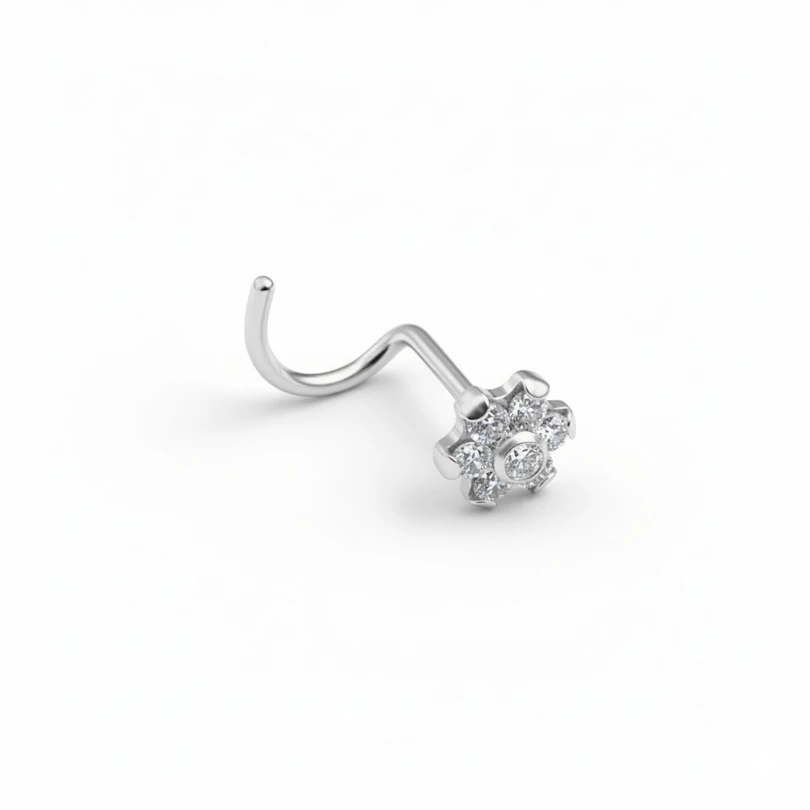 Nasenstecker aus Titan mit Blume