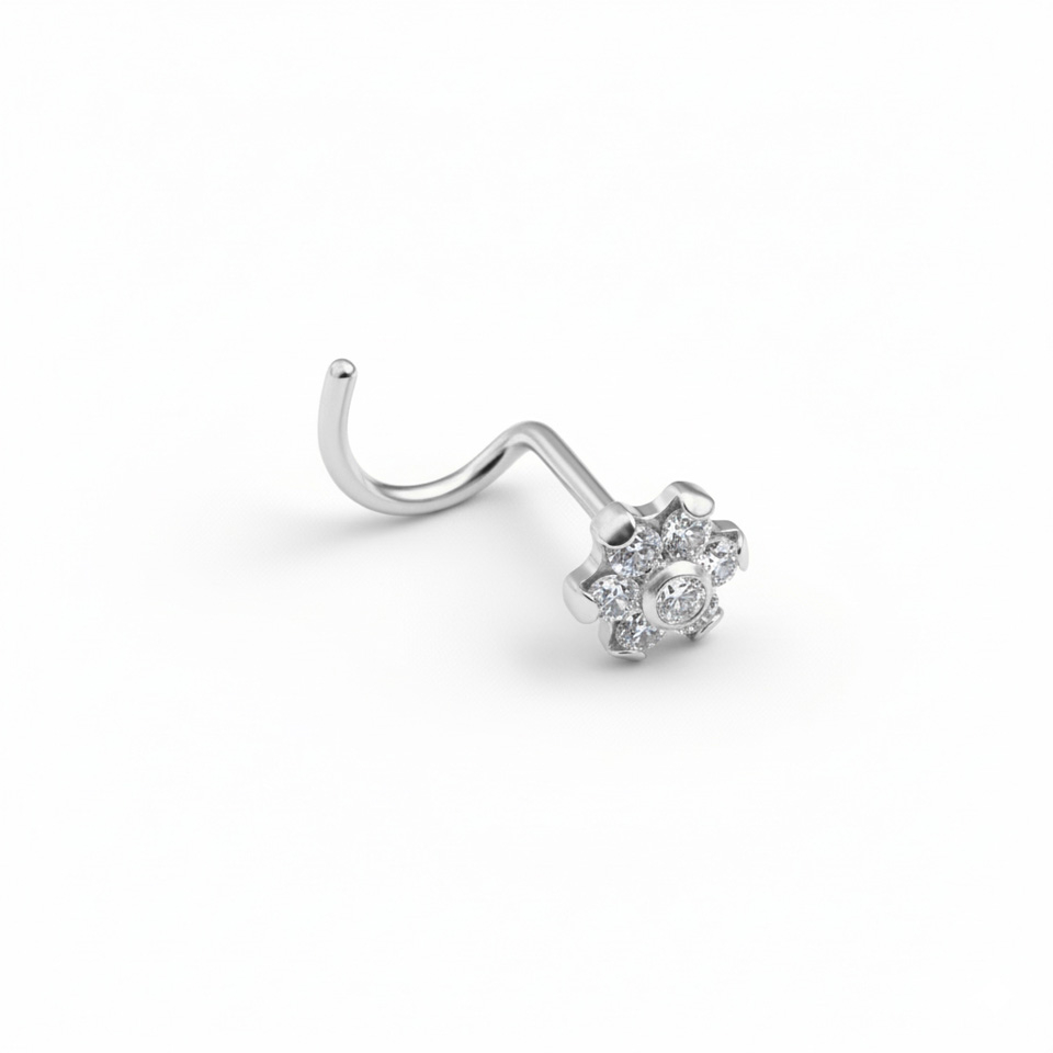 Nasenstecker aus Titan mit Blume