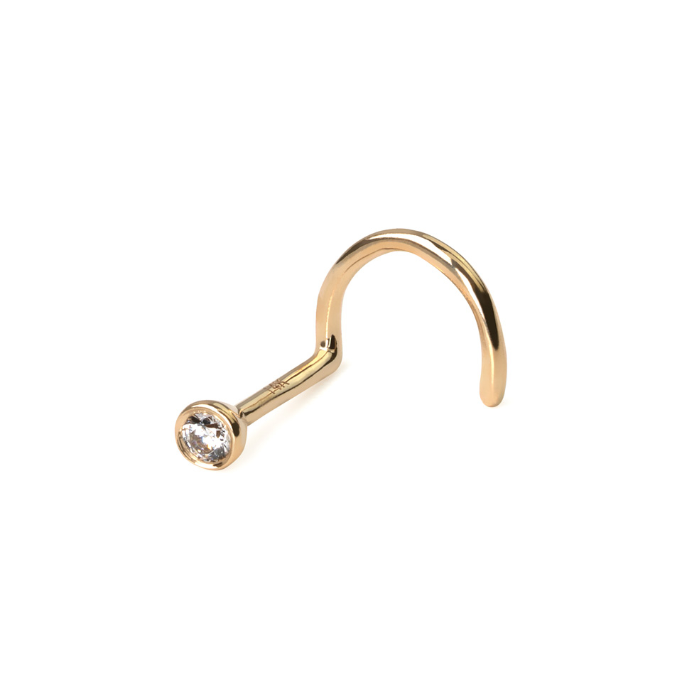 Nasenschraube aus 14 Karat Gold mit eingefasstem Stein