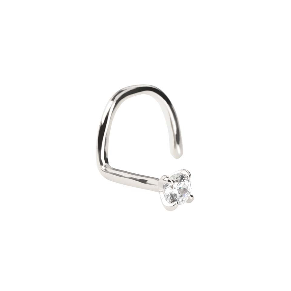 14 Karat massives Gold - Nasenschraube mit Stein