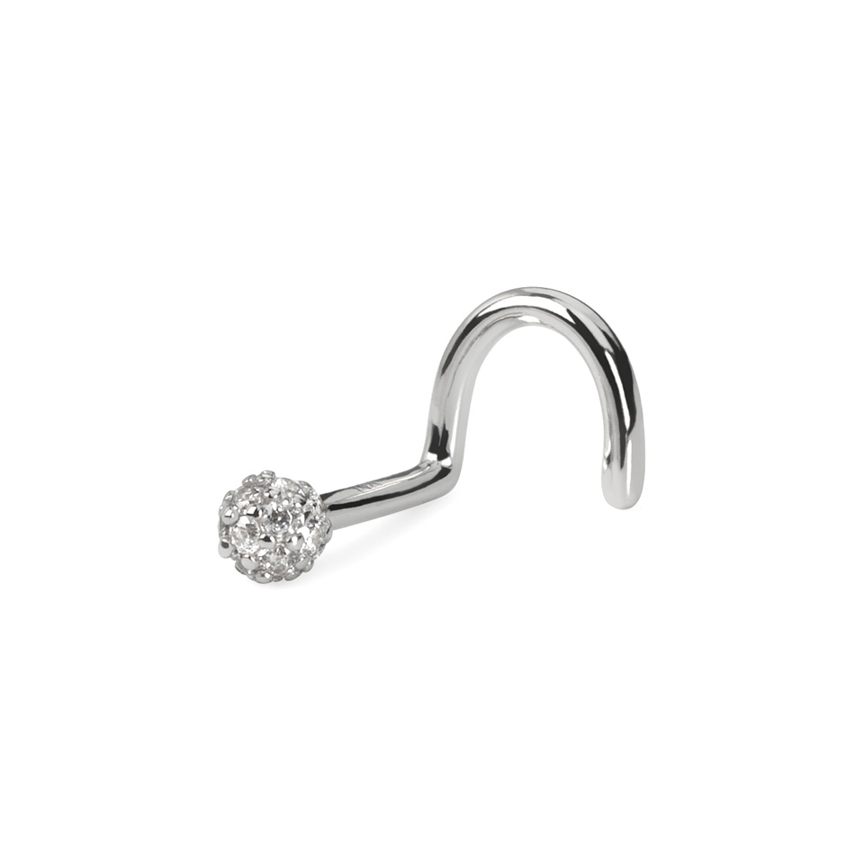 14kt. Gold Nasenschraube mit eingefassten CZ-Steinen