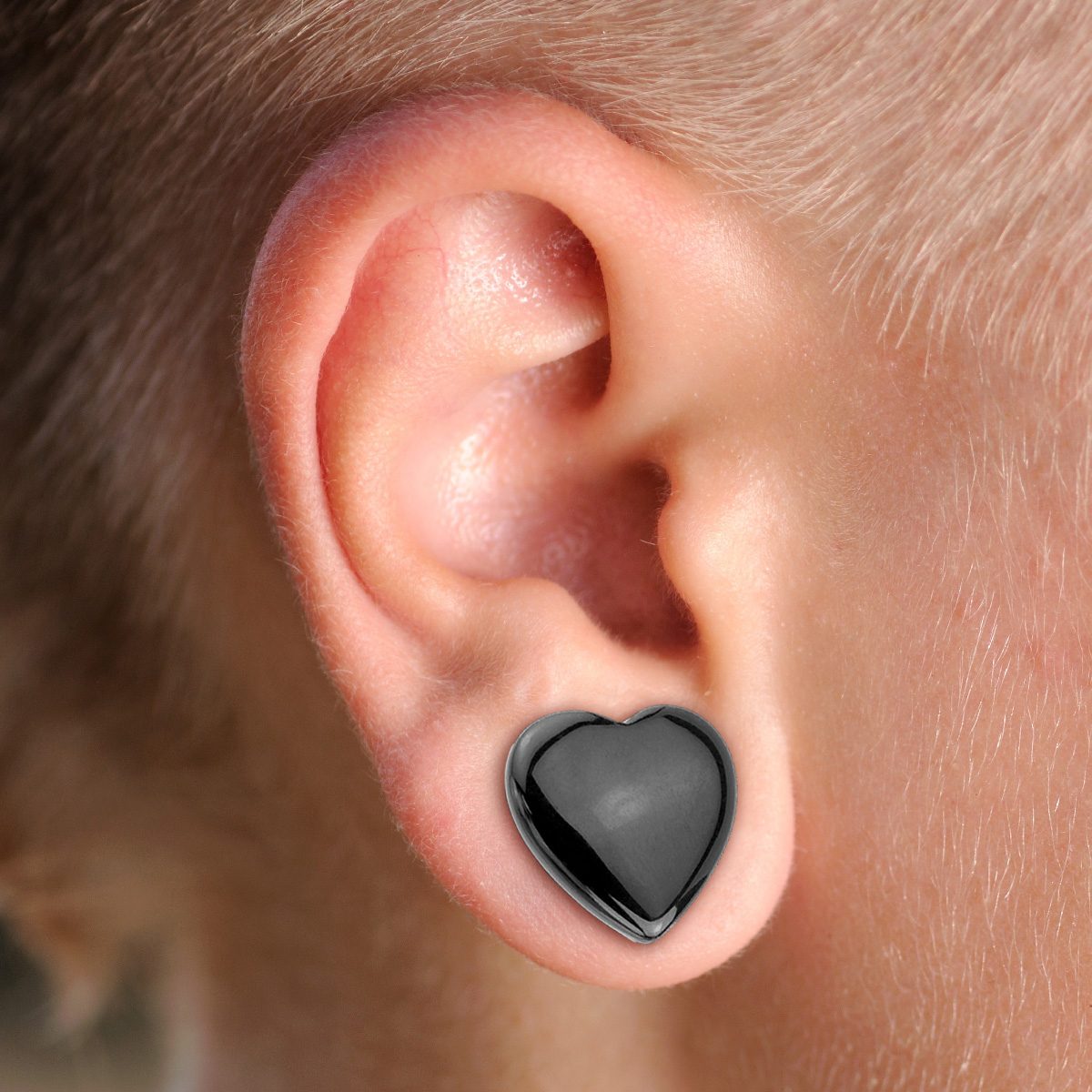 Herzförmiger Plug aus schwarzen Onyx