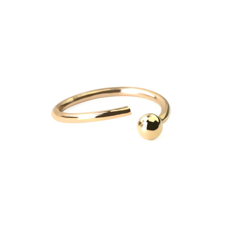 Kugelring aus 14 Karat Gold mit fester Kugel