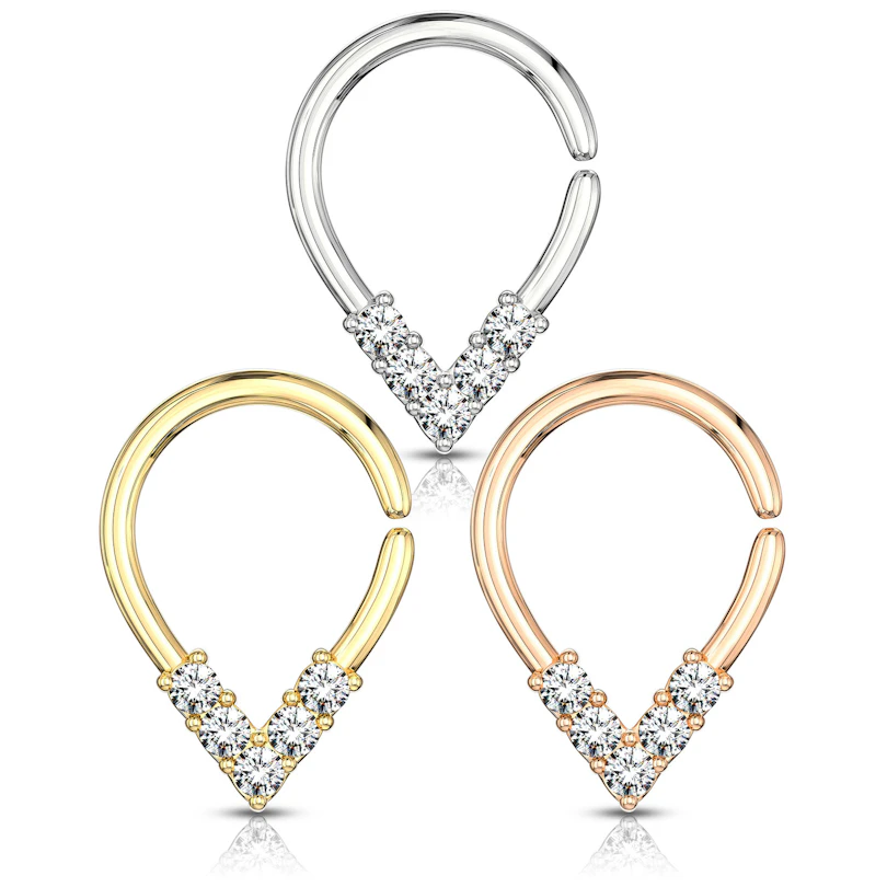 Ring in Form eines umgekehrten Tropfens mit Steinen