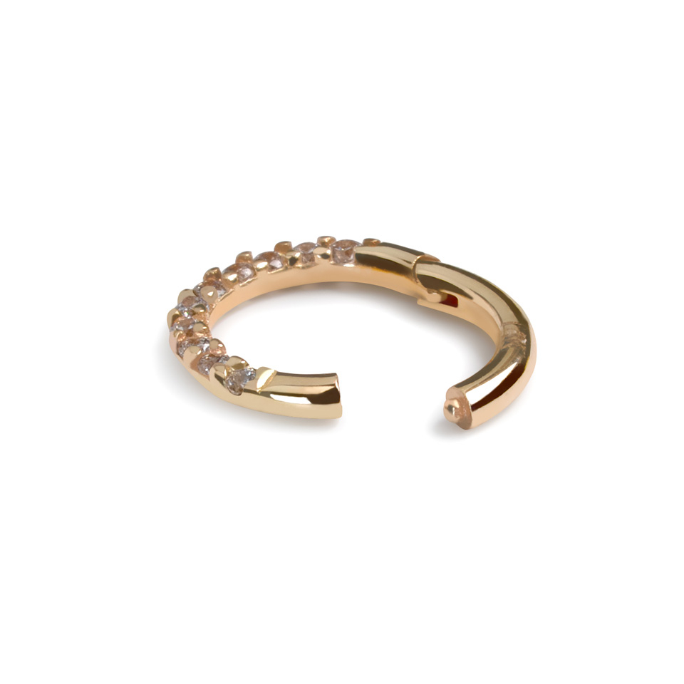 Ring aus 14kt. Gold mit steinbesetzten Halbkreis und Scharnier