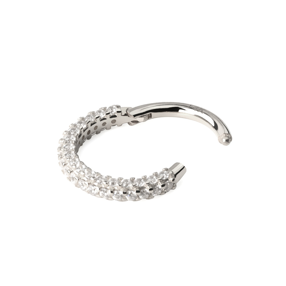 Scharnierring aus 14kt. Gold mit rundem CZ-besetztem Rand