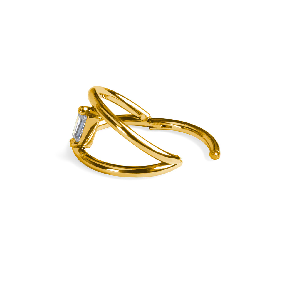 Doppelring aus Titan mit Verbindungsstein