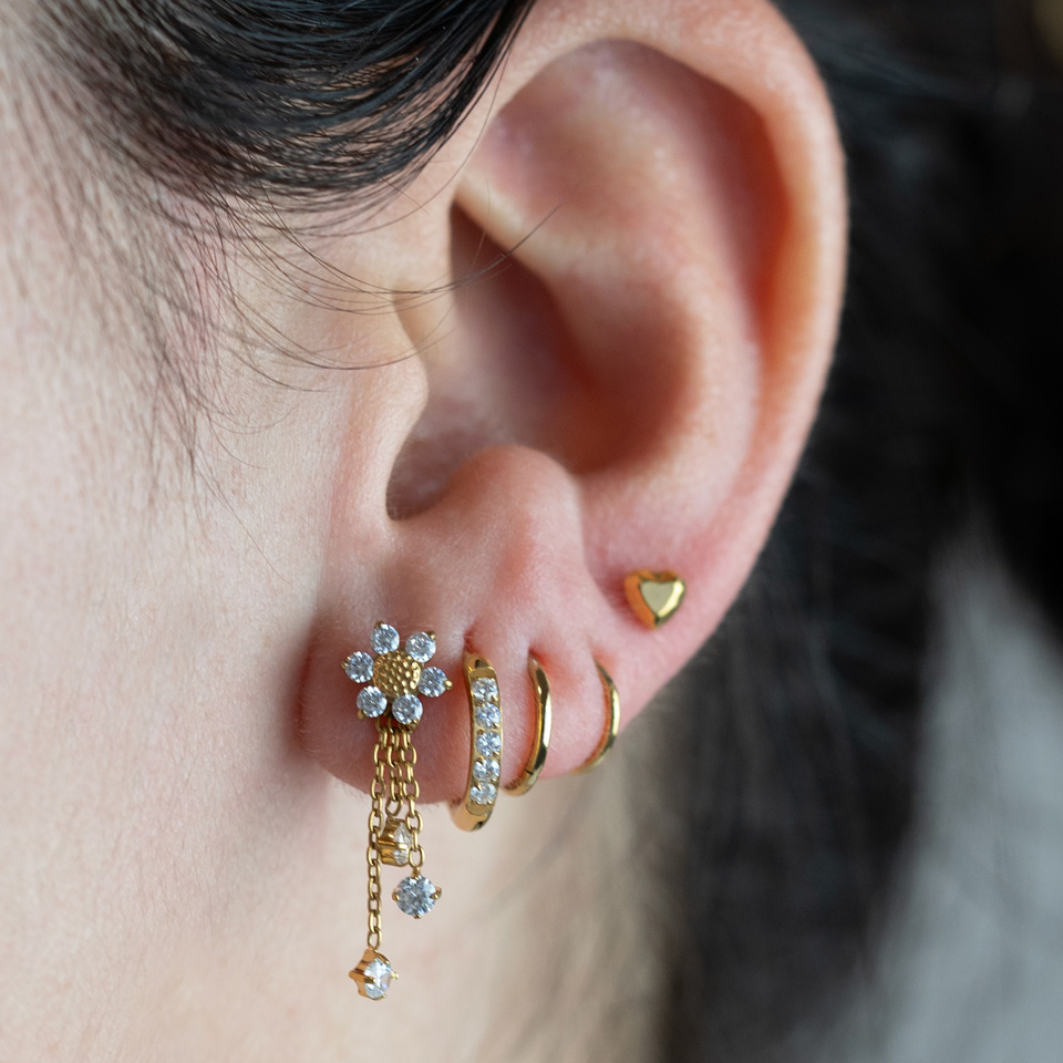 Paar Titan-Huggie-Ringe mit Schmucksteinen