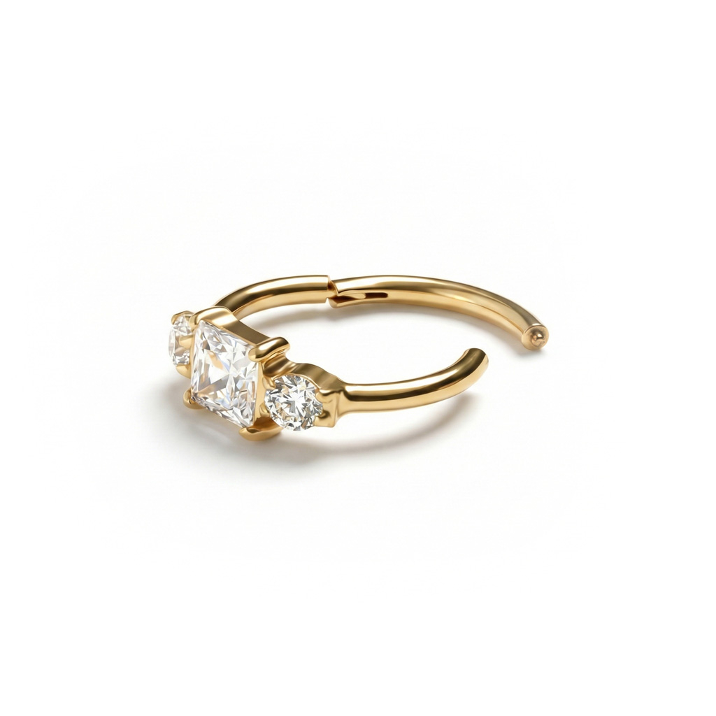 Titan-Scharnierring mit 3 Zirkoniasteinen