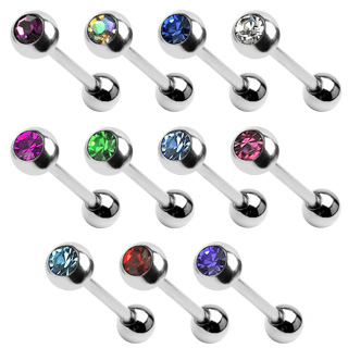 Zungenpiercing aus Titan mit einem Stein