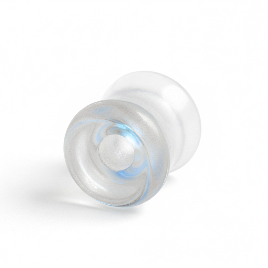 Double flare Tunnel aus Glas mit Aurora-Borealis-Effekt