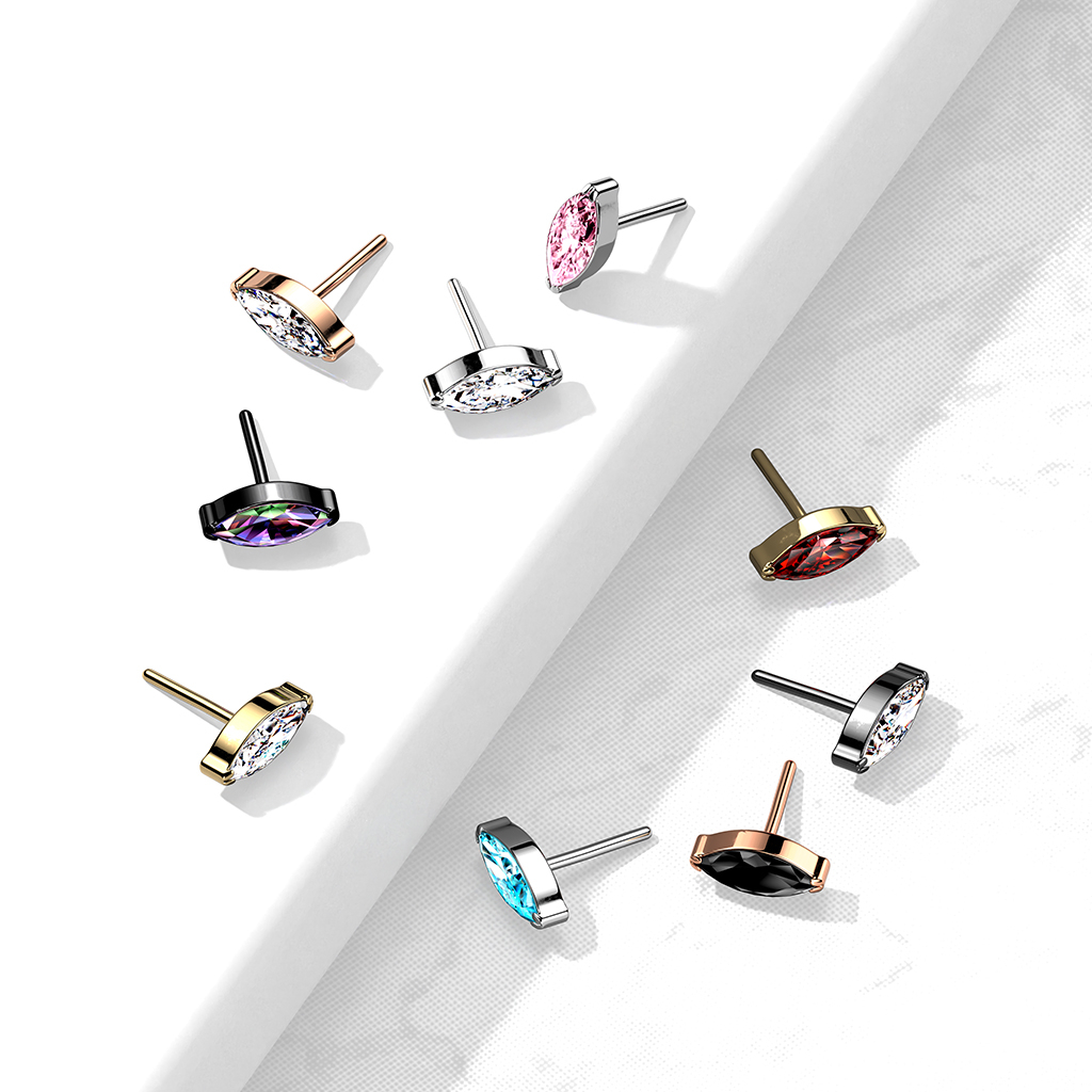 Gewindeloser Push-in Aufsatz mit marquiseförmigem Stein