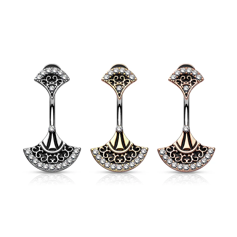 Bauchnabelpiercing mit doppeltem Fächer