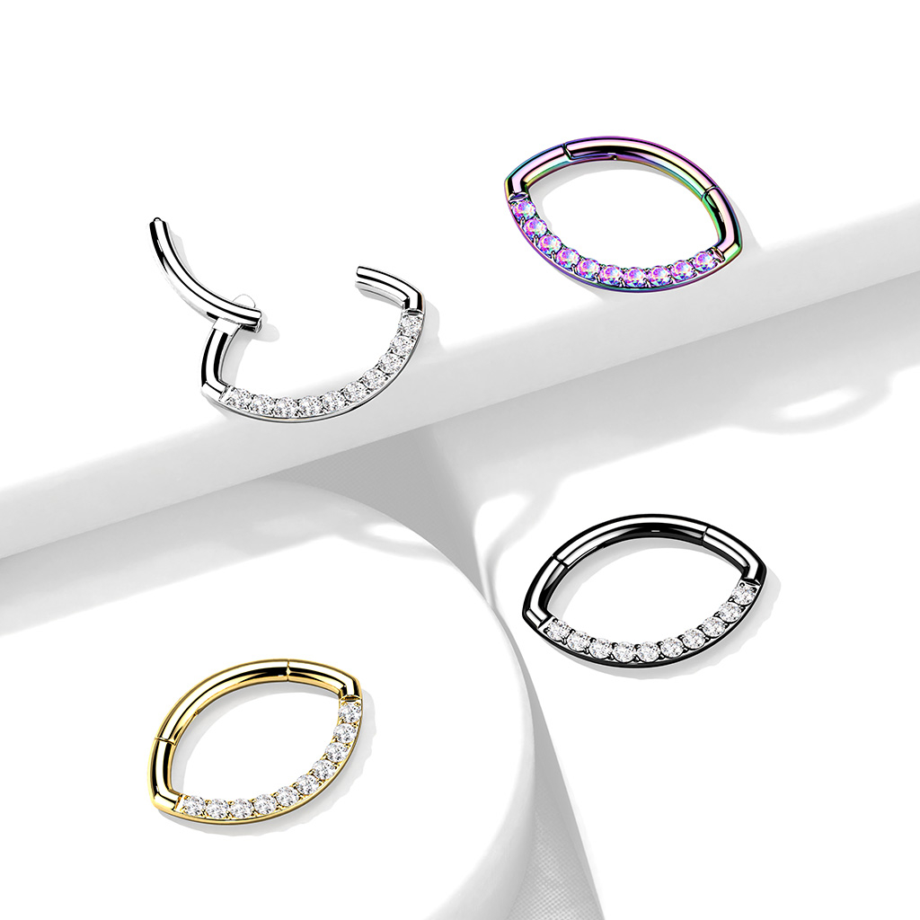Ovaler Scharnierring mit Steinreihe