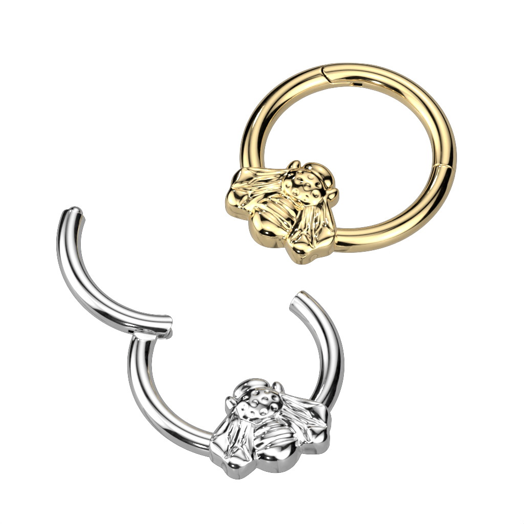 Scharnierring aus Titan mit einer frontalen Biene